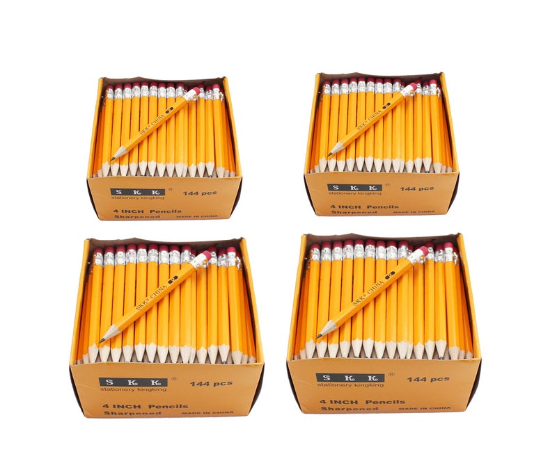 SKKSTATIONERY Half Pencils with Eraser Tops, Golf, Classroom, Pew - #2 HB, Hexagon, Pre-sharpened, 144/Box.(pack of 4) - Image 1